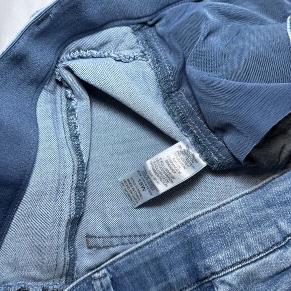 Democracy Ab Solution Straight Jean Medium Wash Button Stretch 18W Raw Hem EUC - Picture 4 of 11